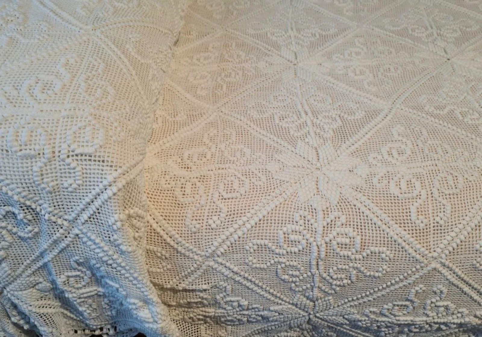Witte gehaakte sprei. Bed 90. Handgemaakt – photo 8